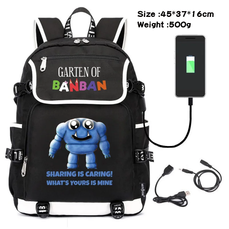 Banban Garden Backpack Cartoon Cute Printed School Bag Fashion Versatile Backpack USB Charging Travel Bag Children 3 - Garten Of Banban Plush