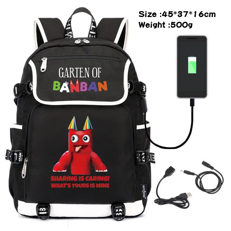 Banban Garden Backpack Cartoon Cute Printed School Bag Fashion Versatile Backpack USB Charging Travel Bag Children 4 - Garten Of Banban Plush