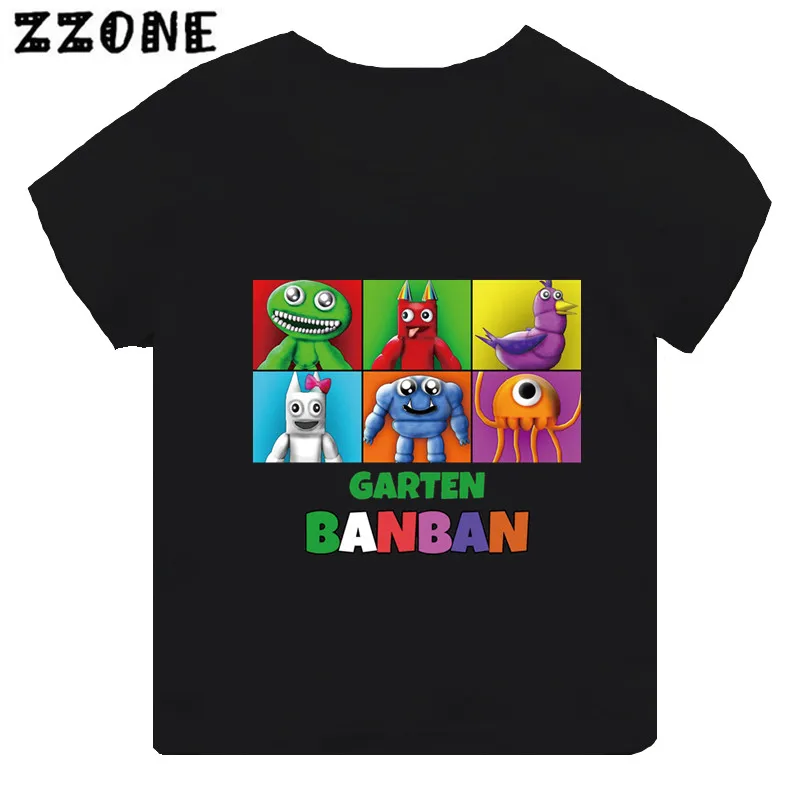 Hot Game Garten of Banban Print Cartoon Kids T shirt Girls Clothes Baby Boys Black Short 1 - Garten Of Banban Plush